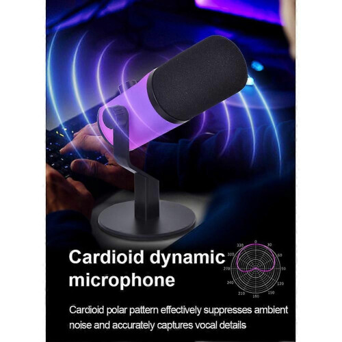 Δυναμικό μικρόφωνο USB/XLR RGB συμβατό για podcasting, ηχογράφηση, 1