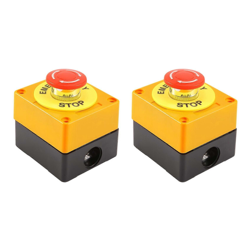 2Pcs Red Mushroom Emergency Stop Shut Off Push Button Switch No 9409192758590