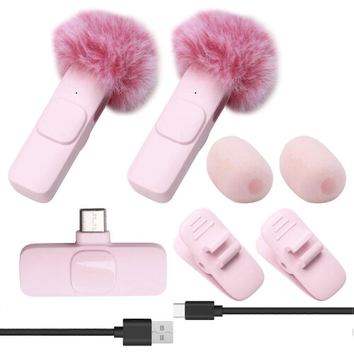 Microfono lavalier wireless portatile per registrazione audio e video, mini microfono compatibile con 1