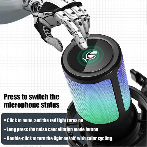 Μικρόφωνο παιχνιδιών USB με RGB, κουμπί ελέγχου έντασης ήχο 2