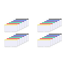 24Pcs A6 6-Hole Binder Pocket Waterproof PVC Budget Envelopes Zipper Binder Pouches for Notebook Planner Journey Binders