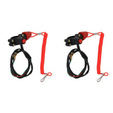 2X Noodstopschakelaar Tether Lanyard Noodstop Motorschakelaar Drukknop voor ATV Motorfiets Boot Onderbreker