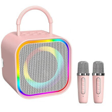 Mini Karaoke Machine for Kids, Portable Bluetooth Speaker with Dual Microphones, Ideal for Home Par