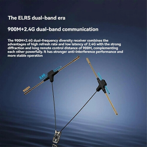 Για δέκτη SuperX ELRS Nano 2.4G+915M, διπλής ζώνης, διπλός δέκτης για RC 2