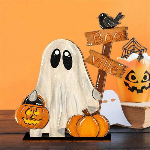 Ξύλινο διακοσμητικό φαντασμάτων για το Halloween με κουβά κολ