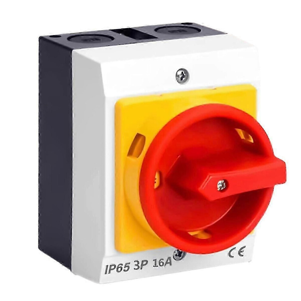 Photos - Other Electrical Equipment 16A 3-Pin Rotary Isolator Switch with Circuit Breaker, IP65 Plastic Housing, Load Disconnect