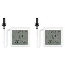 2x Tuya Smart Home WLAN-Temperatur- und Feuchtigkeitssensor mit 1 m externer Sonde und App-Fernanzeige