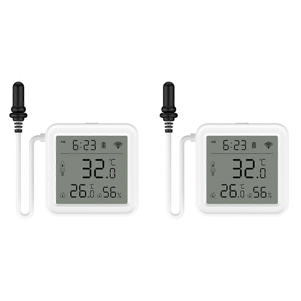 2X Tuya Smart Home Wifi Temperature & Humidity Sensor With 1M External Probe App Remote Viewing 9409192861535