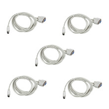 5x DB9P till 8P Mini Din RS232 nedladdningskabel vit 8,2 fot kompatibel PLC -EH