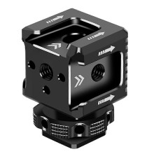 Triple Hot Shoe Mount Adapter 1/4 Arri Hole Hot Shoe Monitor Base Mic Fill Light Bracket Holder compatible SLR Camera Cage