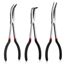 3Pcs 11 Inch Needle Nose Pliers Set 25 Bent Nose Pliers