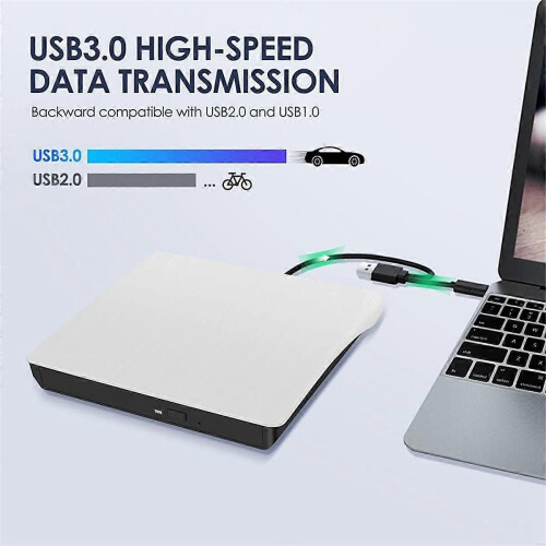Εξωτερική μονάδα CD DVD +/-RW, USB 3.0 & USB-C Φορητή μονάδα εγγραφής C 2