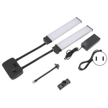 LED Fill Light 3200K to 5600K Double Arms Brightness Adjustable USB with Phone Holder Video Lighting for Live Streaming US Plug 100‑240V