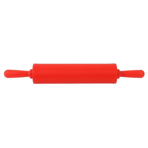 Colorful Silicone Rolling Pin Restaurant Homemade Bread Cookie Dough Rolling Tool (Red)