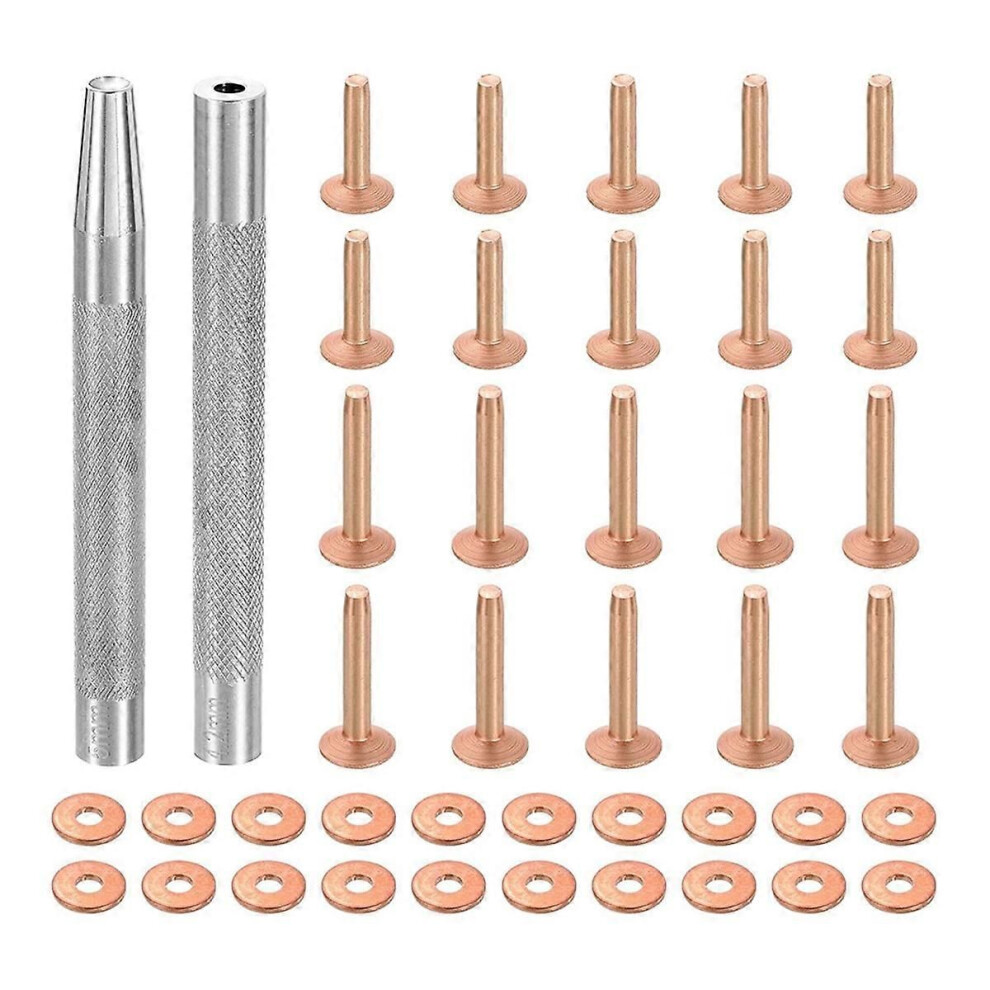 20Set Copper Rivets And Burrs, Solid Leather Copper Rivet Fastener With Punch Rivet Tool For Leather Diy Craft Supplies 9152359624534