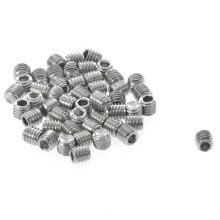 50 tornillos prisioneros de cabeza hexagonal de acero inoxidable M3x3mm, color plata.