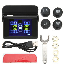 Wireless Tire Pressure Monitoring System Large Screen Solar Powered TPMS with 4 External Sensors for RVs Trucks