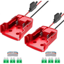 2 Packs Milwaukee M18 to Power Wheels Adapter, 18V Battery Converter with Fuses & 12AWG Wire Terminals for Kids Ride-On Cars