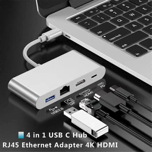 Προσαρμογέας πολλαπλών θυρών Ethernet USB C, διανομέας USB C 4 σε 1