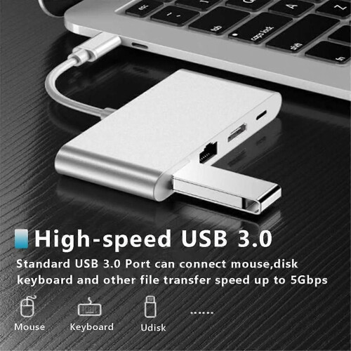 Προσαρμογέας πολλαπλών θυρών Ethernet USB C, διανομέας USB C 4 σε 2