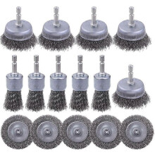 15 Pack Carbon Steel Wire Wheel Brush, Cup Brush, Pen Brush Set for Rust Removal, and Scrub Surface