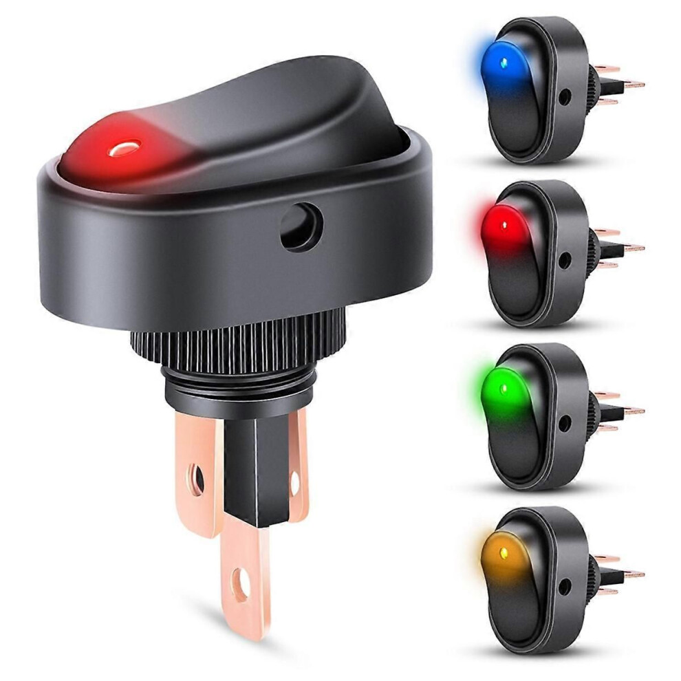 5Pcs Led Lighted Rocker Switch 12V Illuminated On Off Toggle Switch 30A 3Pin Spst Oval Shaped Switc 9152359635714