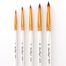 5pcs Art Brush Set Professional Paint Brushes Watercolor Acrylic Oil Painting White Round Tip