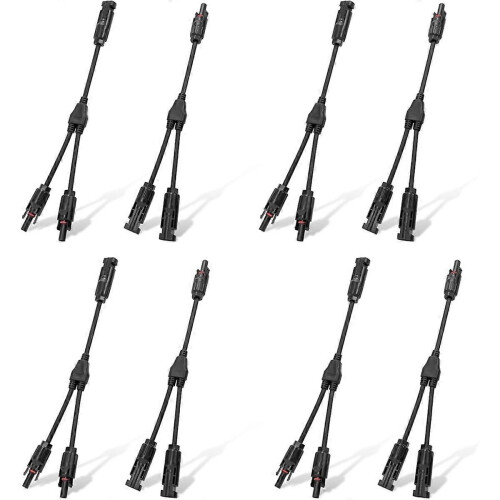 4 Pair Solar Connectors 30A Y Branch Parallel PV Adapter Cable Wire Plug Tool Kit for Solar Panel(M/FF+F/mm)