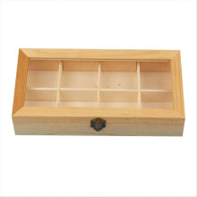 Vitrina de 8 compartimentos, estante de madera para té y café, caja de almacenamiento