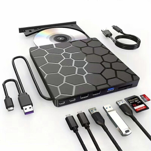 Lettore CD/DVD esterno USB 3.0, masterizzatore CD/DVD-ROM +/-RW compatibile con laptop, desktop e Linux 1