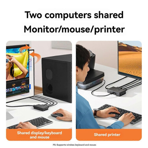 -Συμβατός διακόπτης KVM 4K@60Hz USB 2.0 Switcher Έξοδος 2 σε 1 για εκτυπ 1