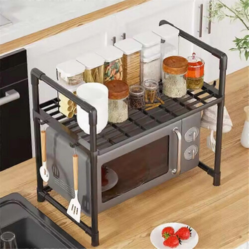 Kitchen Storage Rack Multi-Layer Microwave Rack Adjustable Standing Countertop Condiment Oven Shelf 1