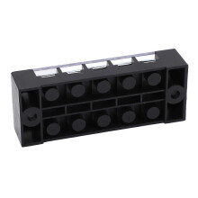 Terminal Strip Dual Row Screw Clamp High Current Wire Terminal Block with Cover 600V 25A 4pcs 5 Position (2505)