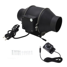 Ventilatore in linea da 4 pollici con regolatore di velocità continuo, 35 W, per coltivazione idroponica