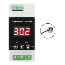 LED Rail Thermostat DC8-24V 2-Way Relay Din Rail Mounted Controller Heating and Cooling Temperature