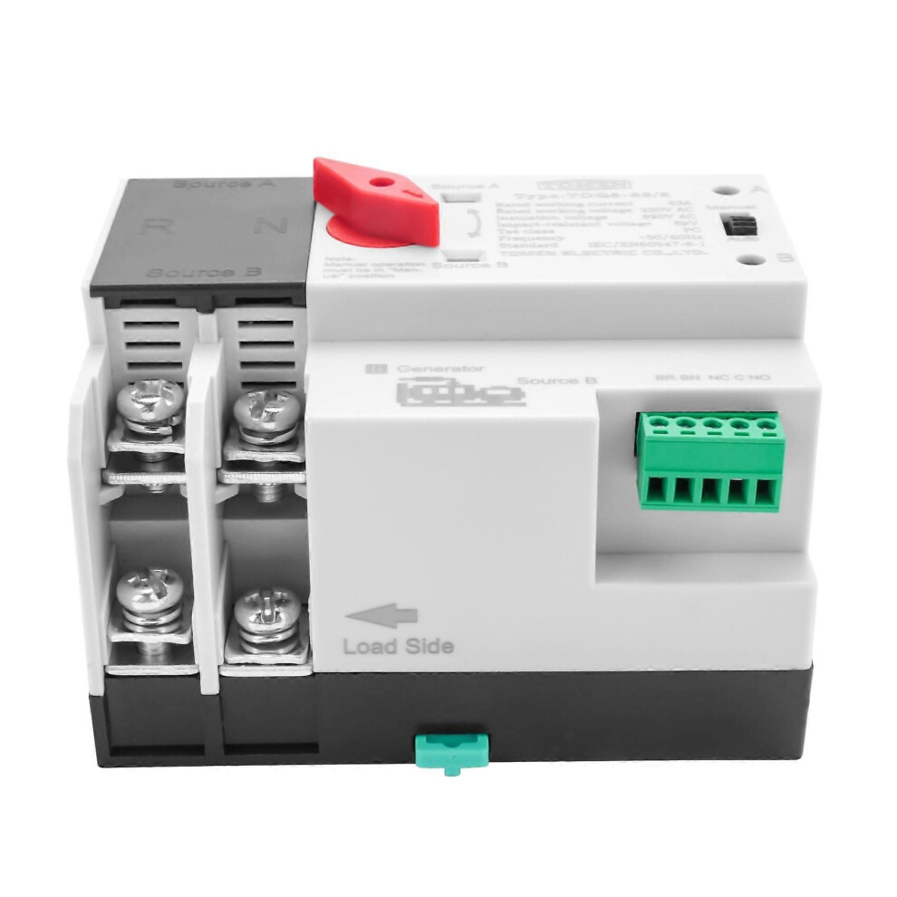Tomzn Din Rail 2P Ats Dual Power Automatic Transfer Switch Electrical Selector Switches Uninterrupted Power 63A 9152359638807