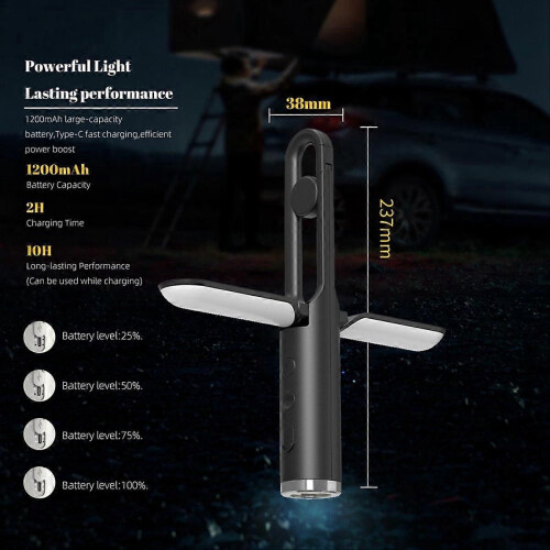 LED Camping Light Folding Rechargeable Hanging Tent Lamp 2