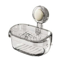 Porta sapone a ventosa per bagno, con scarico dell'acqua, mobile e da parete.