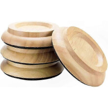 4-Pack Natural Oak Caster Cups for Piano and Furniture, Hardwood Floor Protectors, Set of 4 Wooden Coasters for Feet Protection