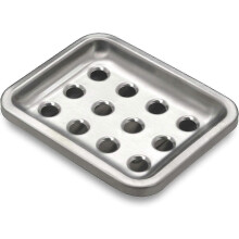 Ampio vassoio portasapone in acciaio inox - Portasapone in metallo con vassoio di scarico, compatibile