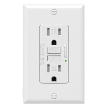 Πρίζα GFCI 15 Amp, Αυτοελεγχόμενη Ηλεκτρική Πρίζα GFI, Πρίζα GFCI Tamper με Πλάκα Τοίχου Λευκή