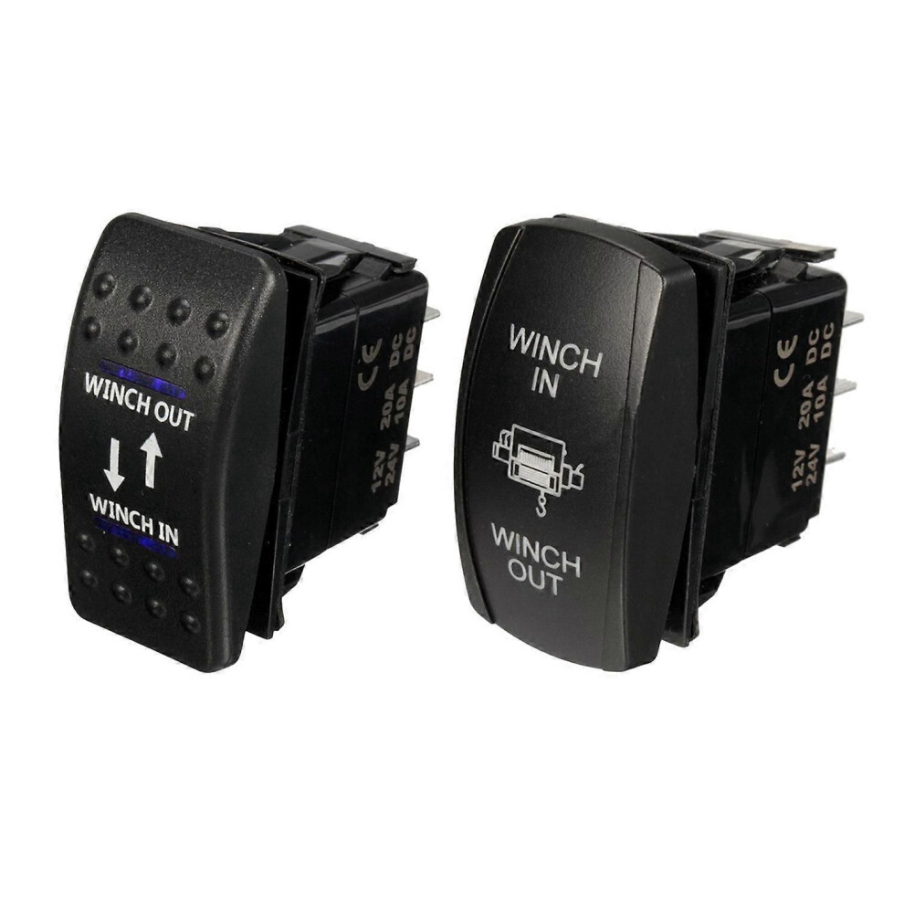 12V 20A Winch In Winch Out On-Off-On Rocker Switch 7 Pin Led Blue & 7Pin Laser-Momentary Rocker Swi 9409192758903
