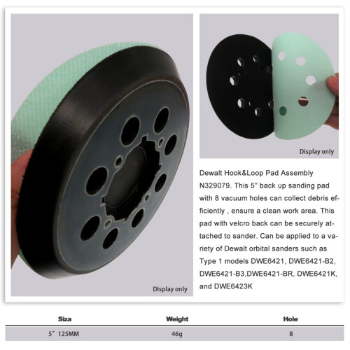 2X 5Inch Hook and Loop Replacement Sander Pad for -Fit DWE6421/6421K, DWE6423/6423K, DCW210B Random Track Sander 2