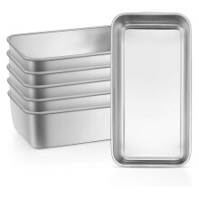 Set di 6 teglie per pane, teglie per pane in acciaio inox, teglie rettangolari in metallo compatibili