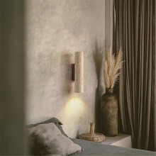 Wood LED Wall Lights Bedroom Bedside Lamp Sconce Nordic Modern Simple Yellow Travertine Bathroom Sta