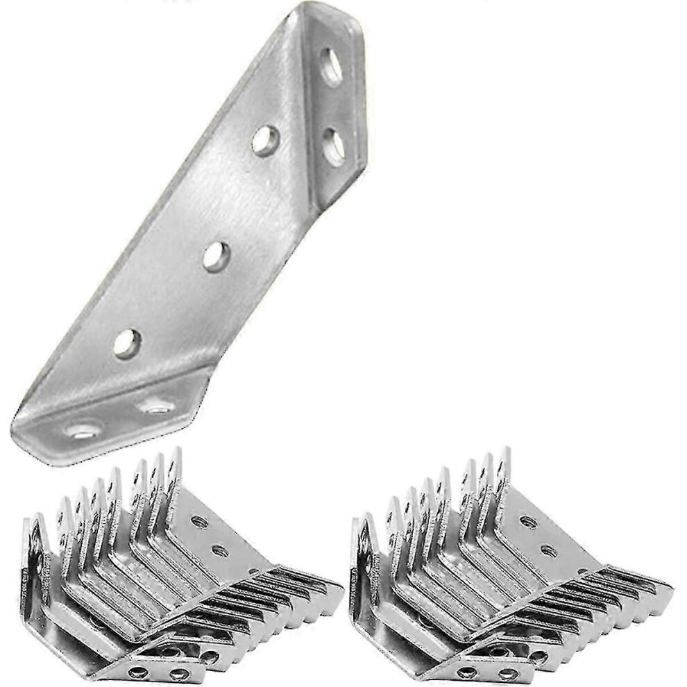 20Pcs Universal Furniture Corner Connector, Angle Fasten Connector Triangle Support Frame Stainless 9409192761880