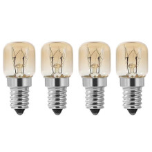 Żarówka do piekarnika, 4 szt. E14, 15 W, żarówka do piekarnika, trzonek SES, przezroczysta, lampa piekarnika