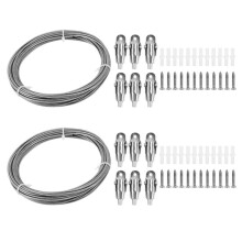 2 Set 10M Stainless Steel Wire Rope Coated Steel Cable Adjustable Curtain Rope Lamp Suspension Picture Wire for Hanging
