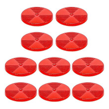 10 Pack Front Round Reflector compatible Driveway Fence Gate Posts Trailers Reflectors with Center Mounting Holes Red