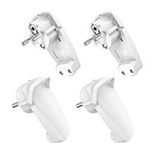 Λευκό γωνιακό βύσμα Schuko, επίπεδο βύσμα Schuko 250 V (16A) EU βύσμα